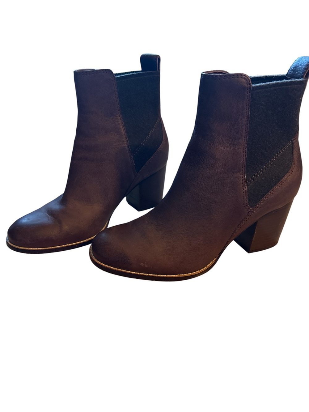 Clarks Othea Ruby Brown Leather Chelsea Ankle Boots with Block Heel Sz 8